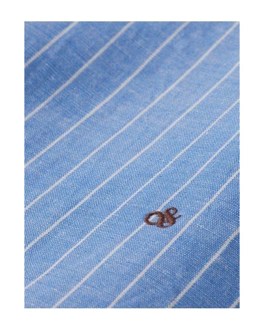 Scotch & Soda Blue Stripe Bib Cotton & Linen Top