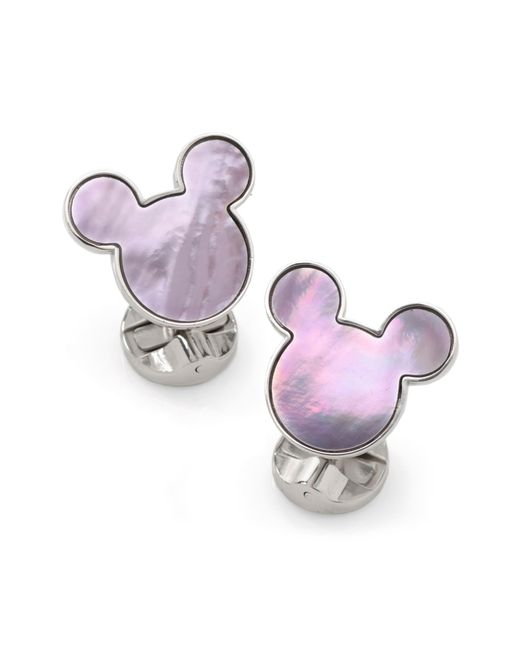 Cufflinks Inc. Purple Mickey Mouse Silhouette Mother Of Pearl Cuff Links for men