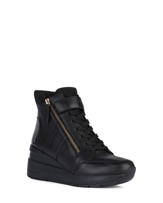 Geox Zosma Wedge Sneaker in Black | Lyst