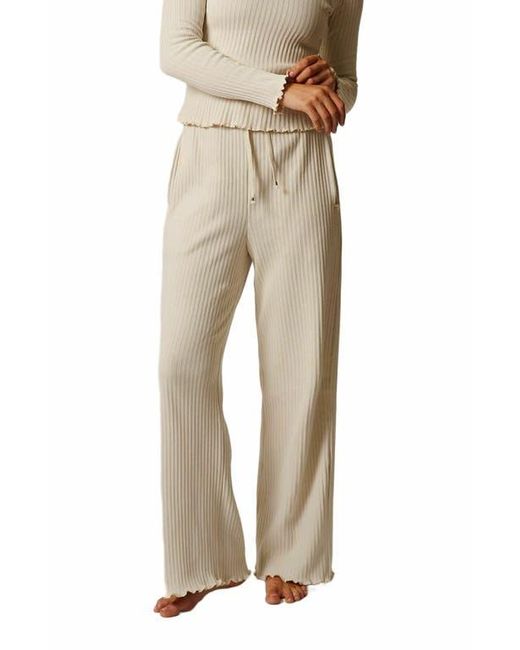 LEISURE LAB Natural Cotton Rib Palazzo Pant