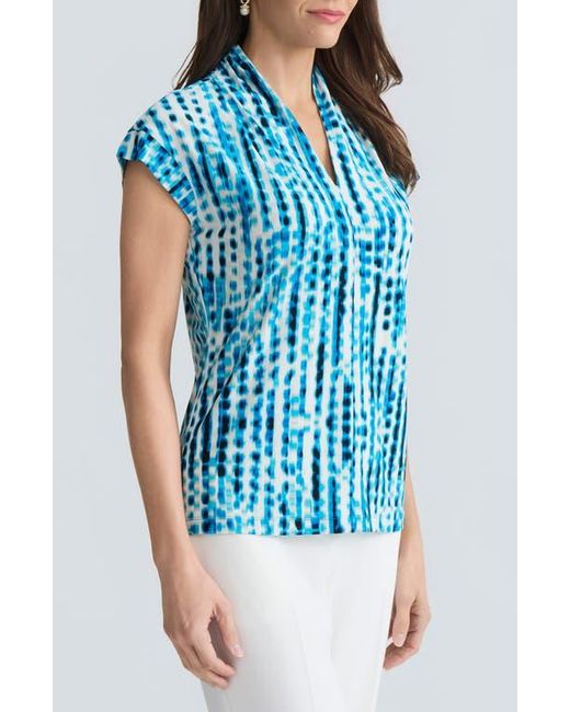 Kasper Blue Blurred Line Top