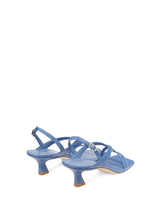 Stuart Weitzman Blue Oasis 50 Kitten Heel Slingback Sandal