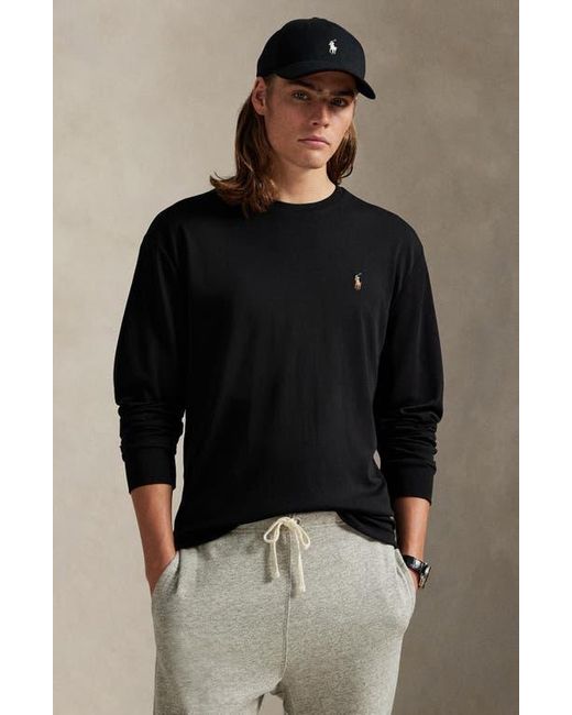 Polo Ralph Lauren Black Classic Fit Long Sleeve Cotton T-Shirt for men