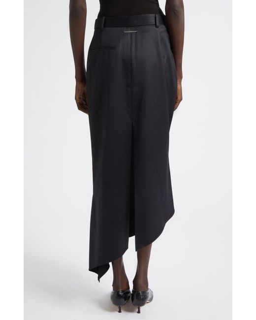 GRACE LING Black Tailored Angular Stretch Wool Skirt