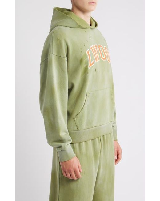 Elwood Green Fireside Distressed Logo Hoodie for men