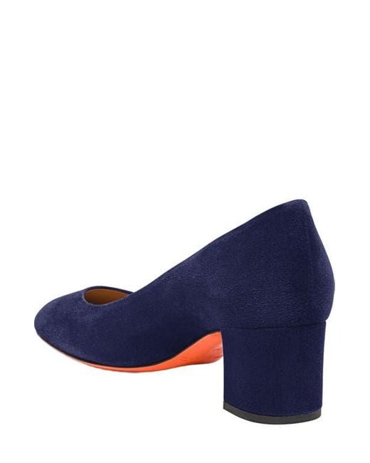 Santoni Blue Suede Low-Heel Pump