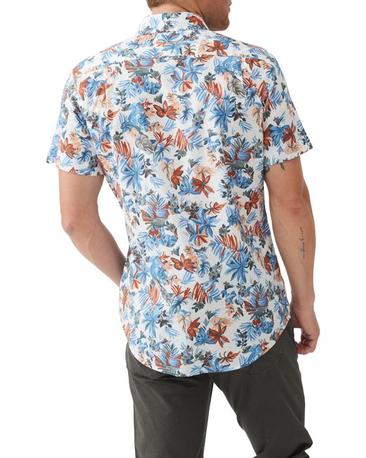 Rodd & Gunn Blue Oyster Cove Sport Fit Floral Short Sleeve Cotton Button-up Shirt for men