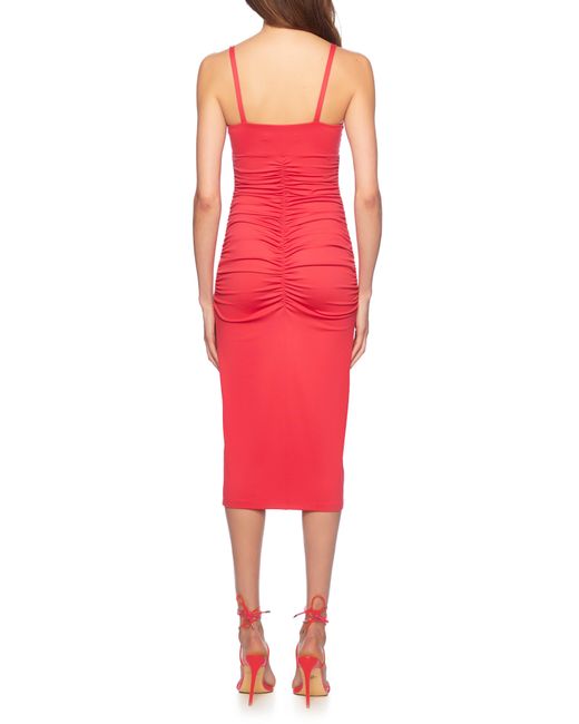 Susana Monaco Red Ruched Wire Sleeveless Dress