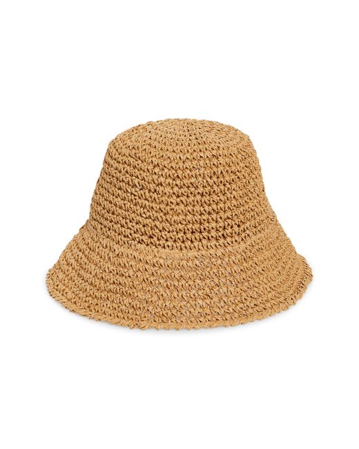 BP. Natural Crochet Stitch Straw Bucket Hat