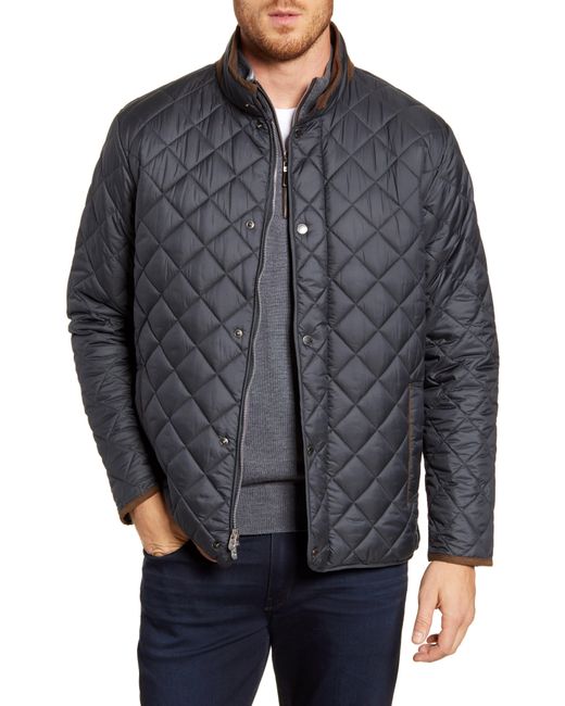 Peter Millar Gray Suffolk Quilted Water-resistant Car Coat for men