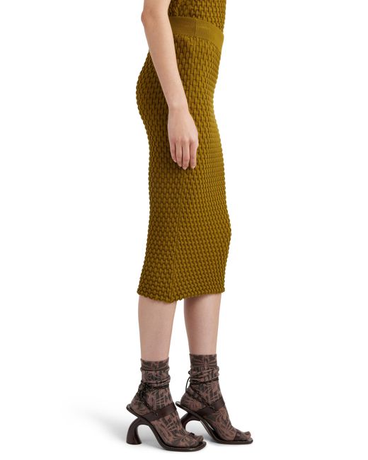 Dries Van Noten Green Tiffany Basket Weave Body-con Midi Skirt