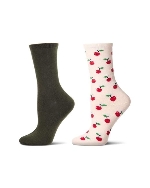 Memoi White Assorted 2-Pack Crew Socks