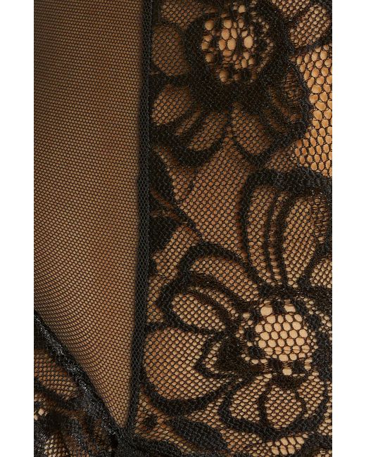 MAPALE Black Heart Cutout Lace Teddy With Garter Straps