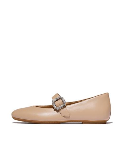 Fitflop Natural Delicato Crystal-Buckle Leather Mary Janes