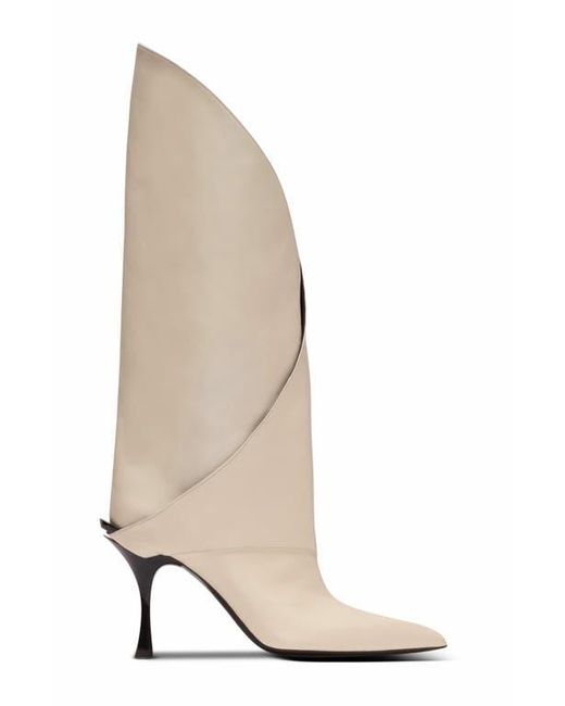 Balmain White Twist Heeled Leather Boots