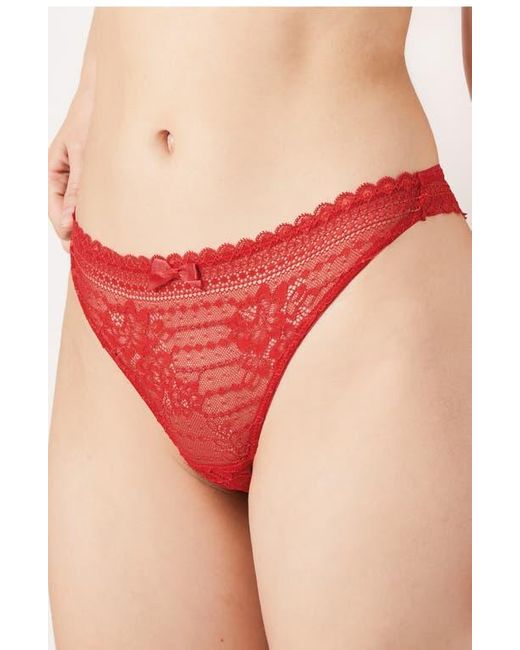 Etam Red Panama Lace Thong