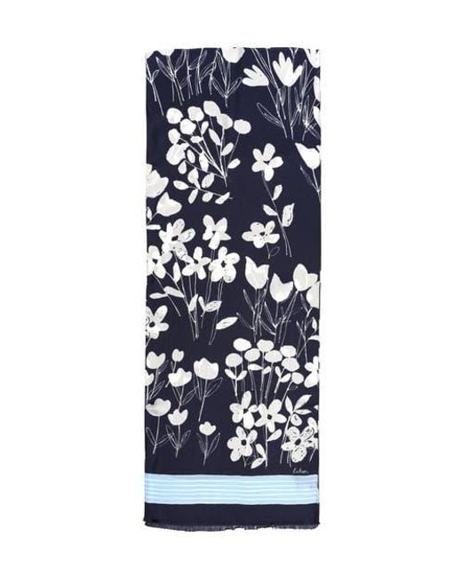 Echo Blue Scribble Floral Silk Oblong