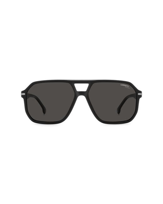 Carrera Black 59Mm Polarized Rectangular Sunglasses for men