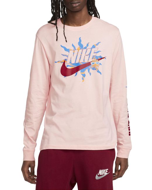 Nike Red Sunny Swoosh Long Sleeve Graphic T-shirt for men