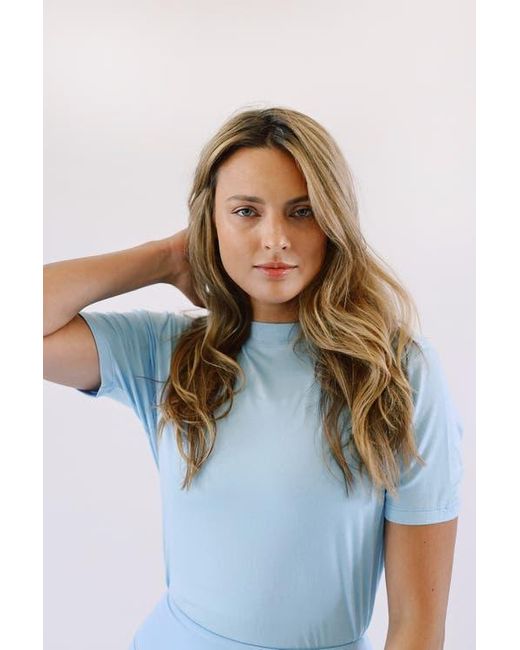 Beldrie Blue Mini Mock Neck Top