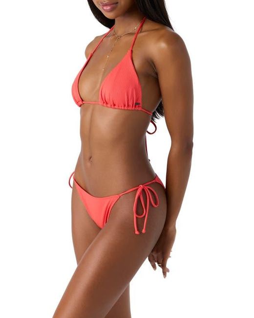 O'neill Sportswear Red Saltwater Solids Maracas Rib Side Tie Bikini Bottoms