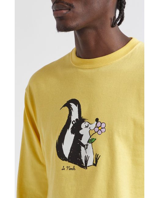 Noah NYC Yellow Skunk Long Sleeve Graphic T-shirt for men
