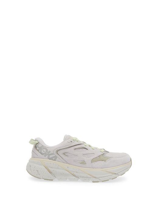 Hoka One One White Gender Inclusive Clifton L Suede Sneaker