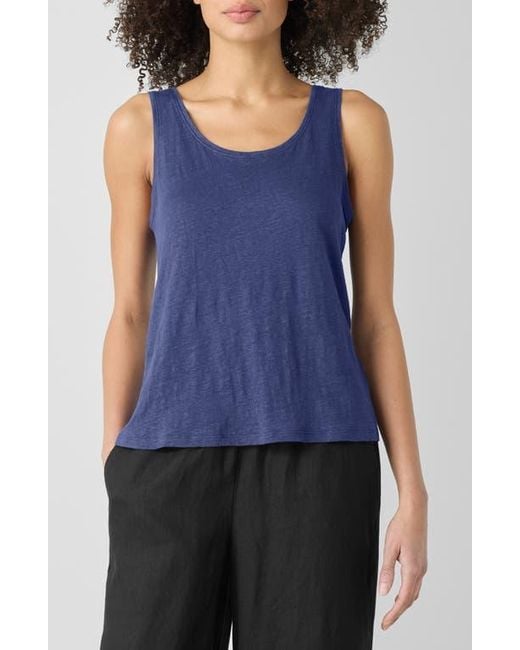 Eileen Fisher Women's Blue Organic Linen Tank