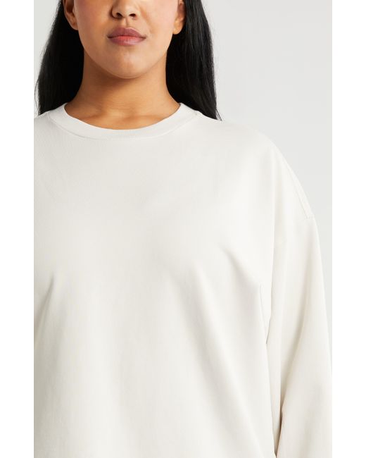 Zella White Swoop Stretch Cotton Sweatshirt