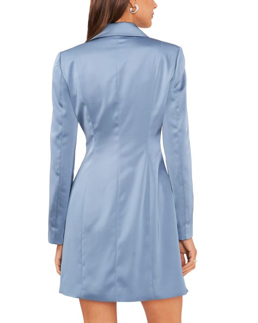 1.STATE Blue Side Tie Long Sleeve Satin Blazer Dress