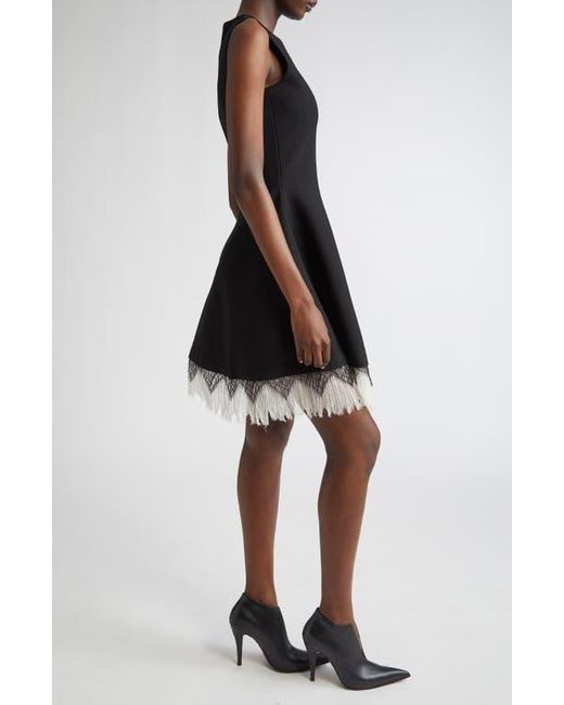 Alexander McQueen Black Volume Cobweb Lace Fit & Flare Minidress