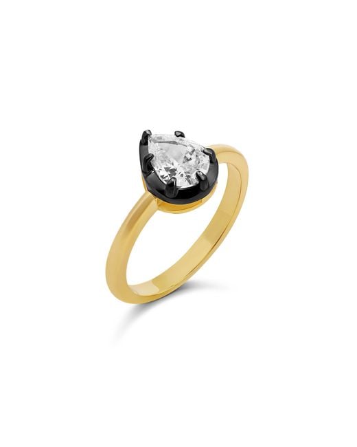 SHYMI Metallic Pear Solitaire Ring