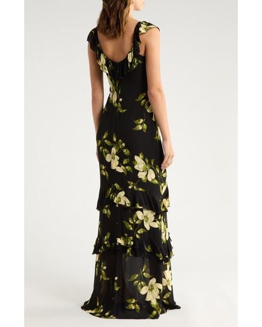 Reformation Black Tripoli Ruffle Tiered Maxi Dress