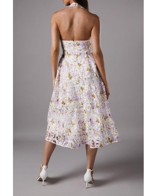 Coast White Printed Lace Halter Neck Midi Dress