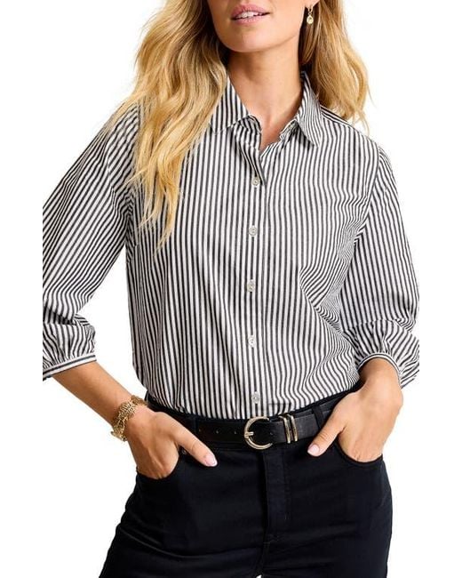 Tommy Bahama Gray Palisade Isles Stripe Cotton Poplin Button-Up Shirt