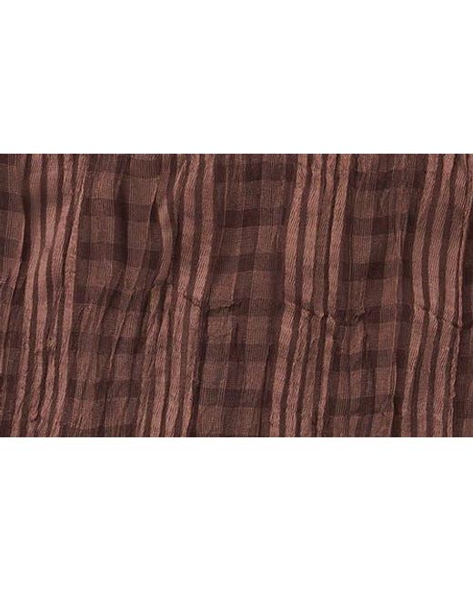Cece Brown Mixed Print Split Neck Top
