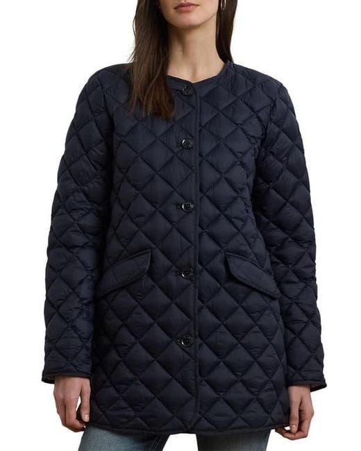 Ralph Lauren Blue Contrast Lining Quilted Puffer Jacket