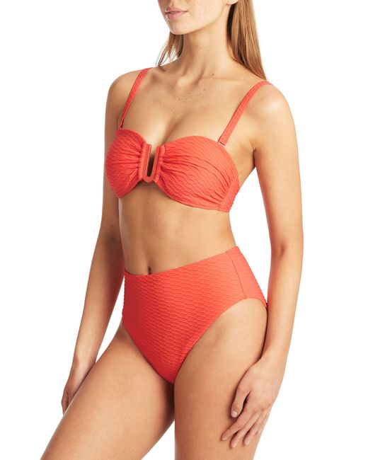 Sea Level Orange Retro High Waist Bikini Bottoms