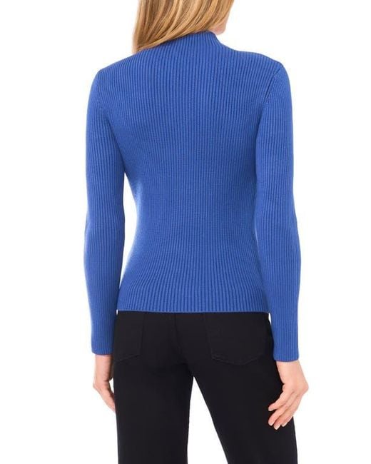 Halogen® Blue Rib Quarter Zip Sweater