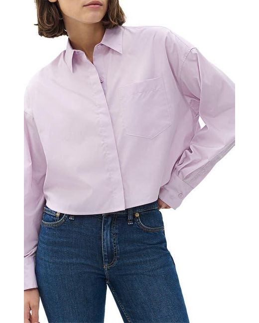 Rag & Bone Purple Marin Crop Cotton Button-Up Shirt
