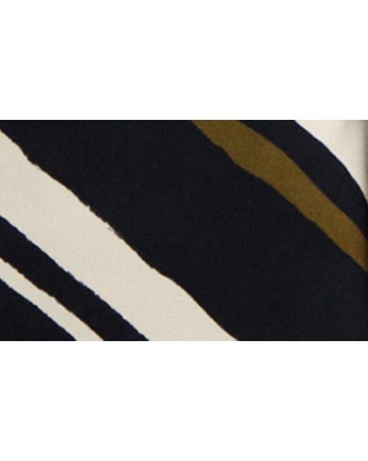 Mango Black Diagonal Stripe Long Sleeve Minidress