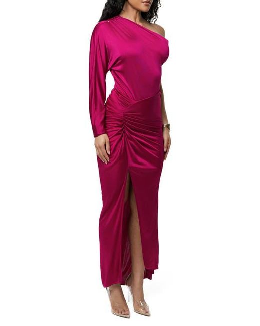 JLUXLABEL Pink One-Shoulder Satin Bodysuit