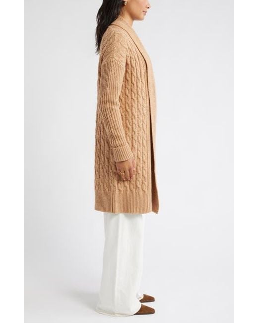 Caslon White Cable Longline Open Front Cardigan