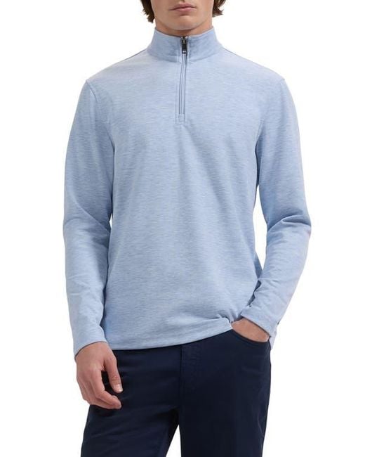 Bugatchi Blue Soft Touch Quarter Zip Pullover for men