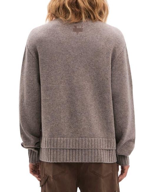 Vayder Gray Gerardo Oversize Double Layer Wool & Cashmere Crewneck Sweater for men