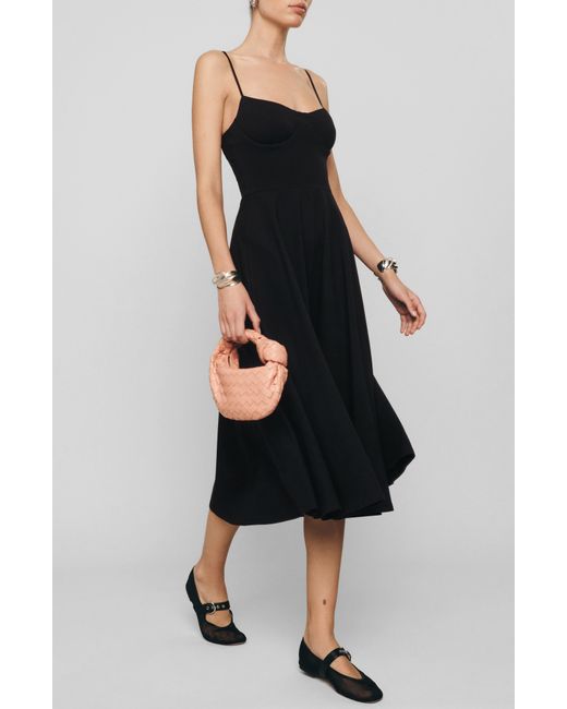 Reformation Black Serene Knit Organic Cotton Blend Midi Dress