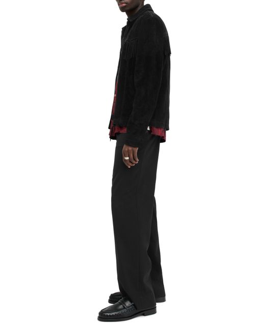 AllSaints Black Warren Fringe Genuine Suede Jacket for men