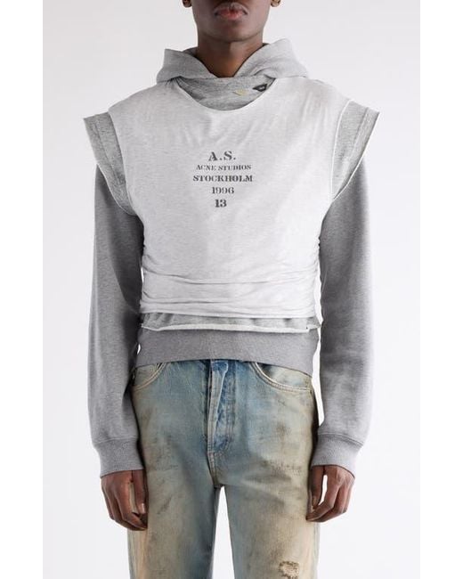 Acne Studios Men's Gray Frederico Stencil Logo Layered Hooded