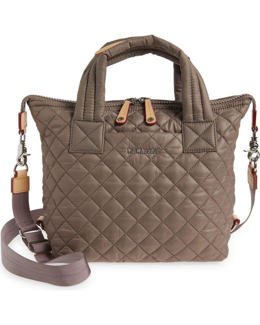 MZ Wallace Brown Small Sutton Quilted Nylon Deluxe Tote