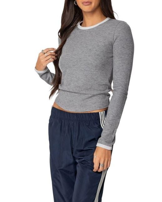 Edikted Black Meghan Waffle Knit Top